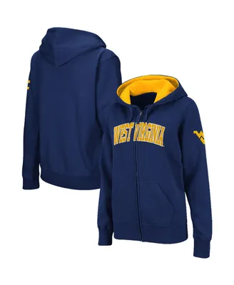 Women's Stadium Athletic Navy West Virginia Mountaineers Arched Name Full-Zip Hoodie