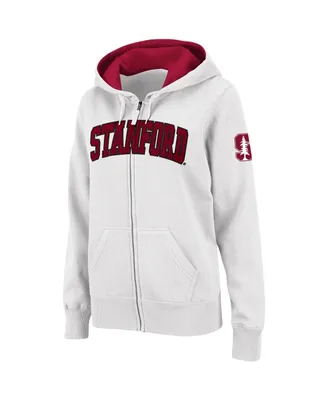 Women's Colosseum White Stanford Cardinal Arched Name Full-Zip Hoodie