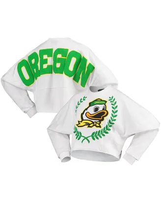 Women's White Oregon Ducks Laurels Crop Long Sleeve T-shirt
