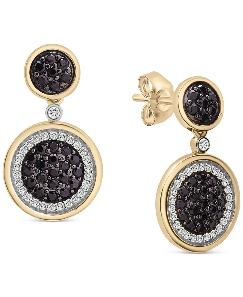 Wrapped in Love Black Diamond (1/2 ct. t.w.) & White Diamond (1/4 ct. t.w.) Circle Drop Earrings in 14k Gold, Created for Macy's