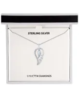 Diamond Angel Wing Pendant Necklace (1/10 ct. t.w.) in Sterling Silver