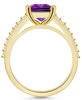 Macy's Amethyst (3-1/7 ct. t.w.) and Diamond (1/4 Ring 14K Yellow Gold