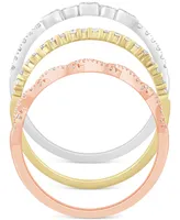 Diamond 3-Pc. Set Stacking Bands (1/2 ct. t.w.) in 14k Tricolor Gold - Tri