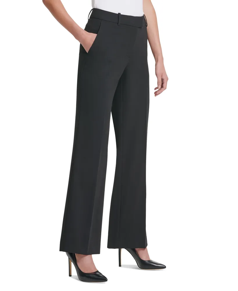 Dkny Women's Solid High-Rise Wide-Leg Career Pants