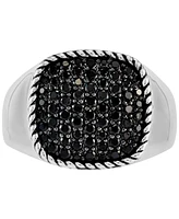 Men's Lab Created Black Spinel (1-1/2 ct.tw.) Band Ring in Sterling Silver