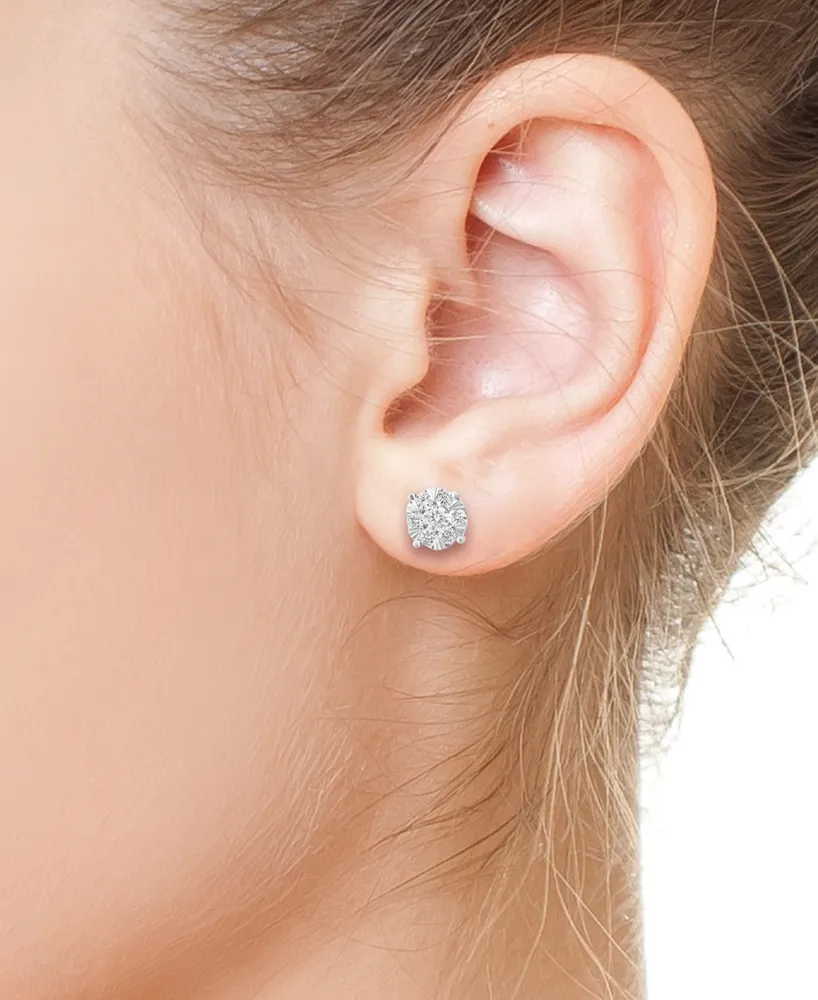 Effy Diamond Cluster Stud Earrings (1/2 ct. t.w.) in 14k White Gold