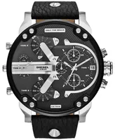 Diesel Men's Chronograph Mr. Daddy 2.0 Black Leather Strap Watch 66x57mm DZ7313