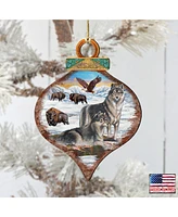 Designocracy Wolves Drop Wooden Ornaments, Set of 2