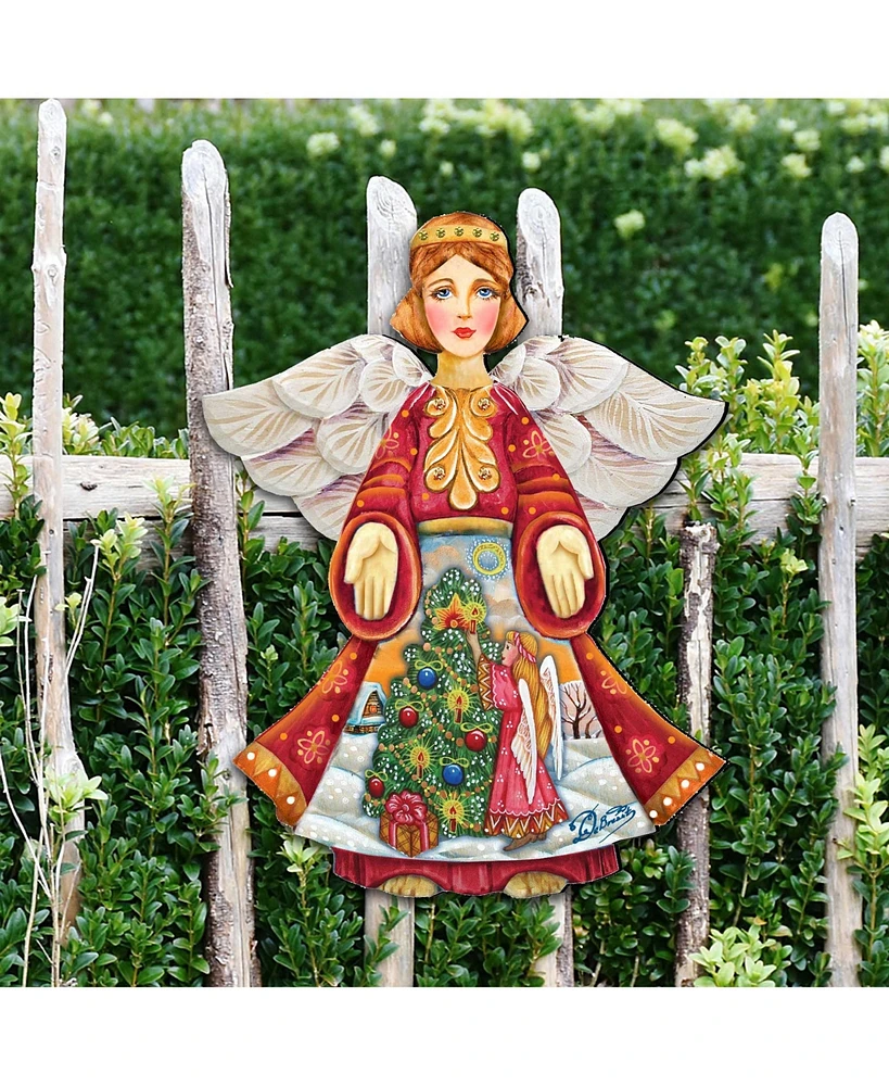 Designocracy Christmas Tree Angel Wood Decor
