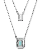 Swarovski Silver-Tone Millenia Blue Crystal Pendant Two Row Necklace, 15-7/8" + 2" extender