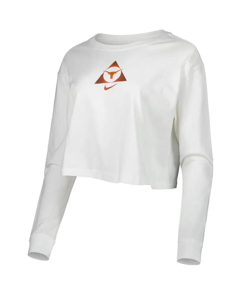 Women's Nike White Texas Longhorns Seasonal Cropped Long Sleeve T-shirt