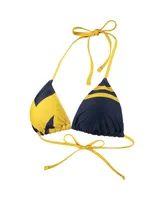 Women's Foco Navy Michigan Wolverines Wordmark Bikini Top