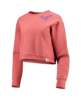 Women's League Collegiate Wear Orange Clemson Tigers Corded Timber Cropped Pullover Sweatshirt