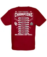 Boys Youth Blue 84 Crimson Oklahoma Sooners 2021 Ncaa Softball Women's College World Series Champions Schedule T-shirt