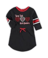 Toddler Girls Colosseum Heathered Black Texas Tech Red Raiders Poppin Sleeve Stripe Dress