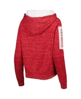 Women's Colosseum Crimson Oklahoma Sooners The Devil Speckle Lace-Placket Raglan Pullover Hoodie