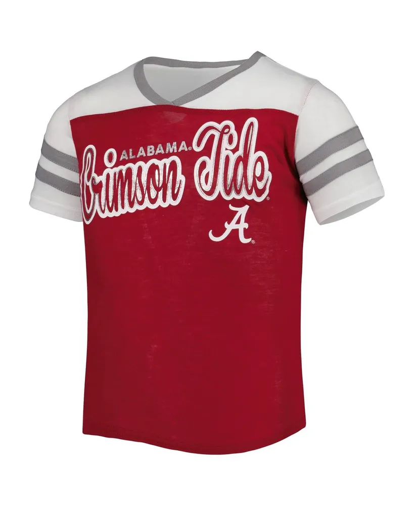 Big Girls Colosseum Crimson Alabama Crimson Tide Practically Perfect Striped T-shirt