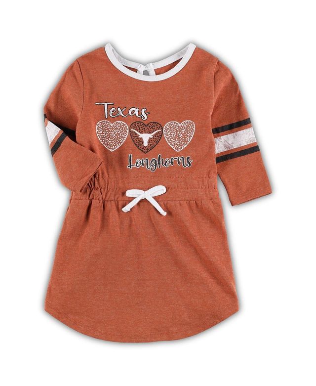 Toddler Girls Colosseum Heathered Texas Orange Texas Longhorns Poppin Sleeve Stripe Dress