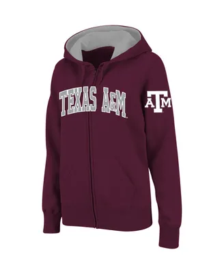 Women's Colosseum Maroon Texas A&M Aggies Arched Name Full-Zip Hoodie