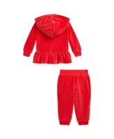 Polo Ralph Lauren Baby Girls Velour Hoodie and Jogger Pants, 2 Piece Set