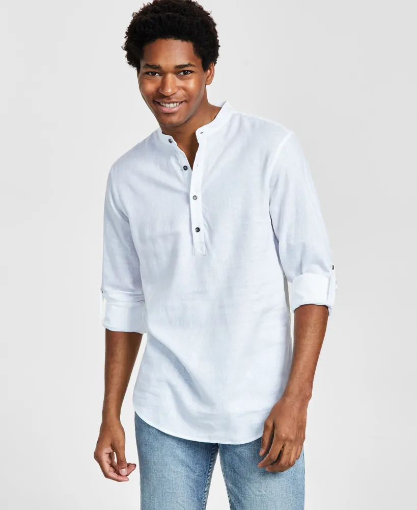 I.n.c. International Concepts Men's Regular-Fit Linen Popover Shirt, Created for Macy's