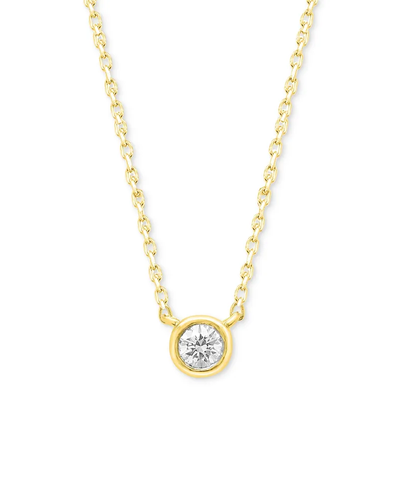 Forever Grown Diamonds Lab-Created Diamond Bezel Soltiare 18" Pendant Necklace (1/5 ct. t.w.) in 14k Gold-Plated Sterling Silver - Gold