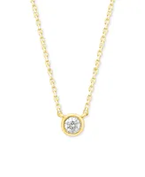 Forever Grown Diamonds Lab-Created Diamond Bezel Soltiare 18" Pendant Necklace (1/5 ct. t.w.) in 14k Gold-Plated Sterling Silver - Gold