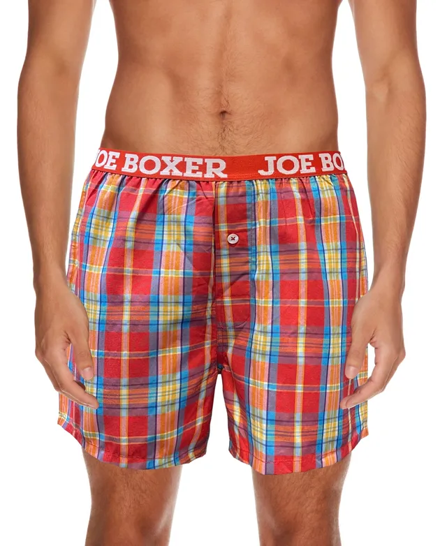 Joe Boxer Men's Grid Lickies Woven Boxers, Pack of 3