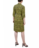Ny Collection Women's Roll Tab Point Collar Dress