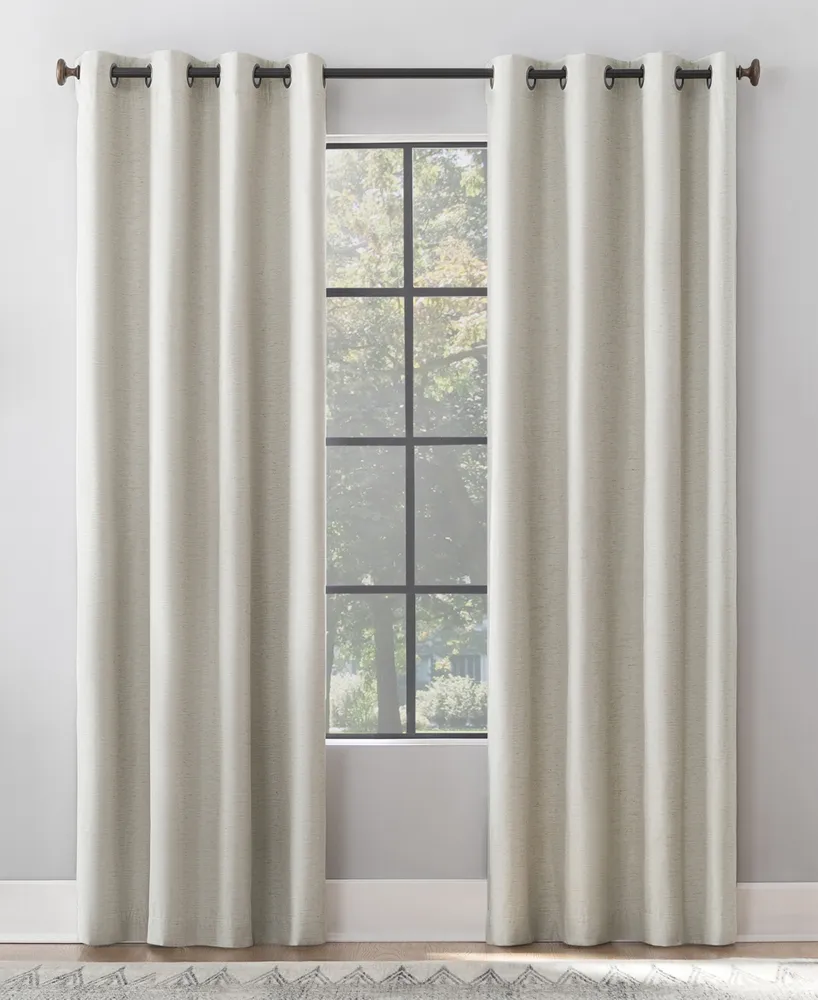 Textured Linen Blend Total Blackout Grommet Top Curtain