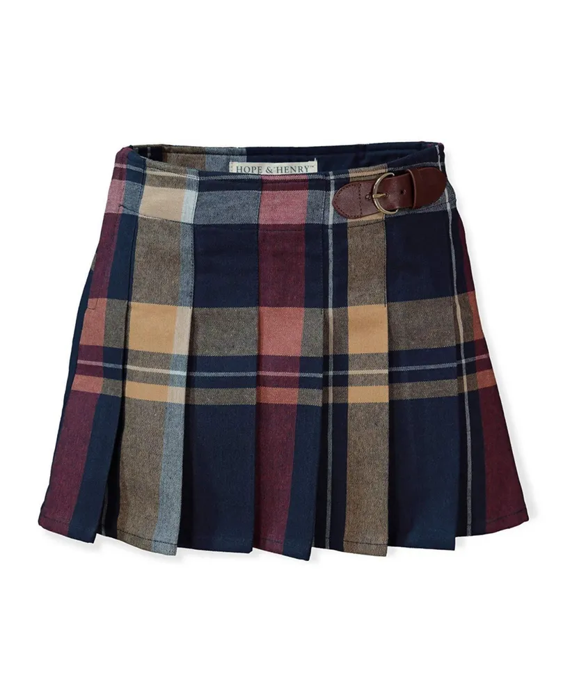 Hope & Henry Baby Girls Pleated Skirt with Buckle Detail