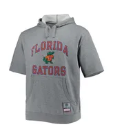 Men's Mitchell & Ness Heathered Gray Florida Gators Wordmark Short Sleeve Pullover Hoodie