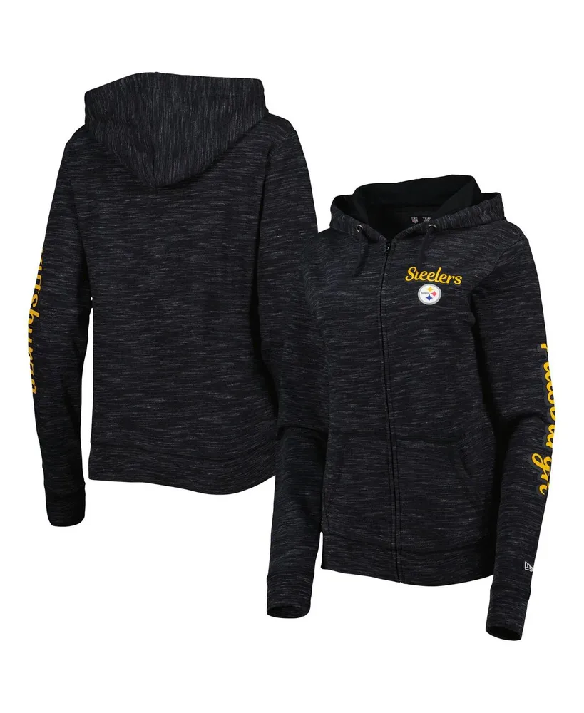 Women's New Era Black Pittsburgh Steelers Tie Dye Fleece Full-Zip Hoodie 