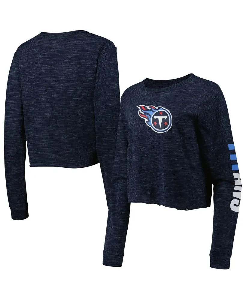 '47 Navy Tennessee Titans Skyler Parkway Cropped Long Sleeve T-Shirt