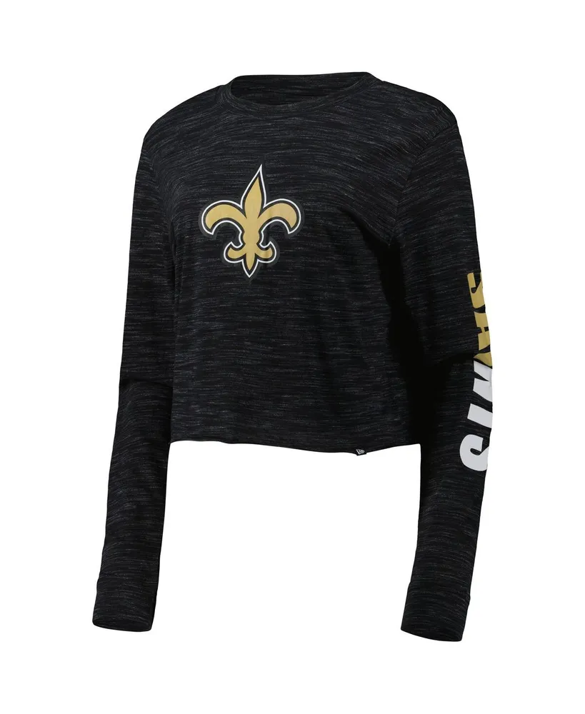 Women's New Era Black Orleans Saints Crop Long Sleeve T-shirt