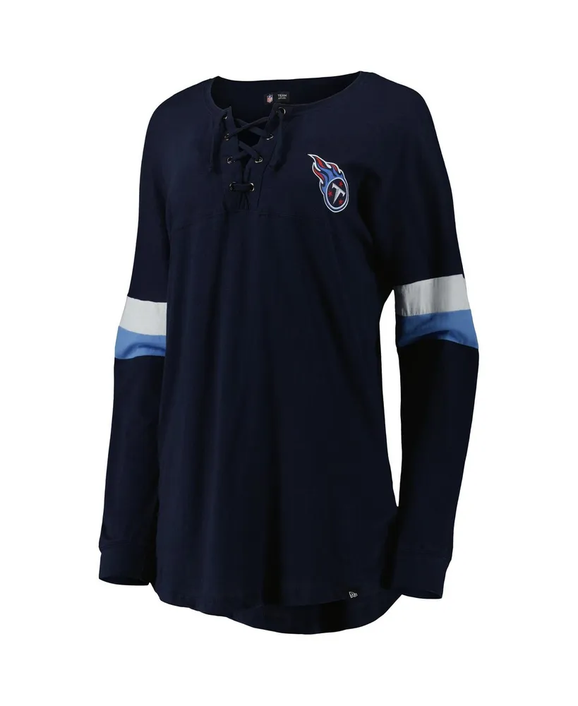 Women's New Era Navy Tennessee Titans Athletic Varsity Lace-Up Long Sleeve T-shirt