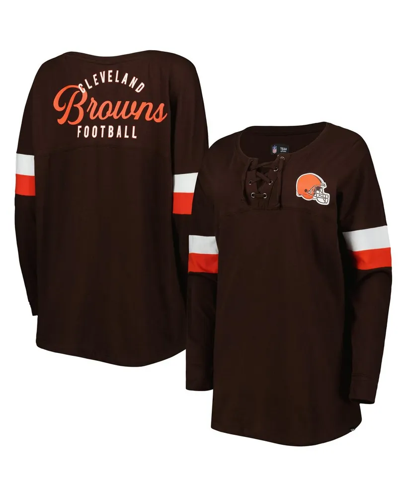 Women's New Era Brown Cleveland Browns Athletic Varsity Lace-Up Long Sleeve T-shirt