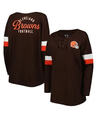 Women's New Era Brown Cleveland Browns Athletic Varsity Lace-Up Long Sleeve T-shirt