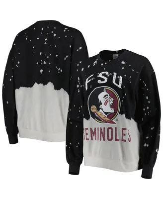 Women's Gameday Couture Black Florida State Seminoles Twice As Nice Faded Dip-Dye Pullover Sweatshirt