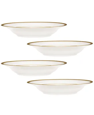 Noritake Charlotta Gold Set of 4 Rim Soup Bowls, Service For 4 - White and Gold