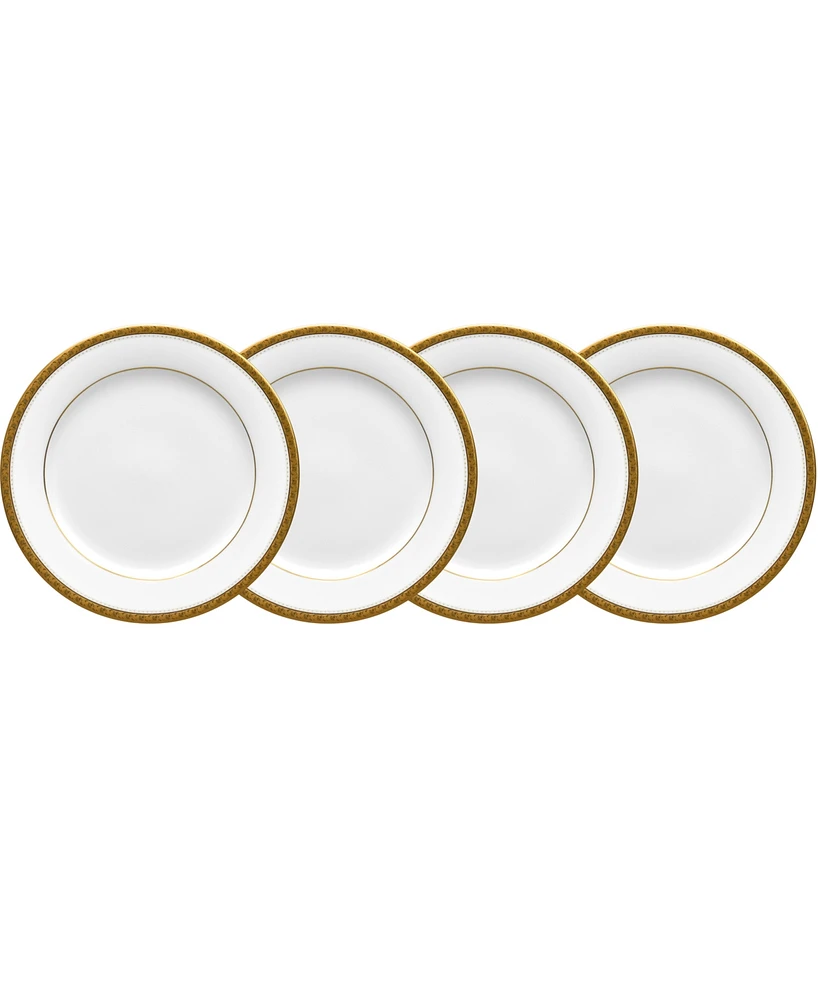 Noritake Charlotta Gold Set of 4 Bread Butter Plates, Service For 4 - White and Gold