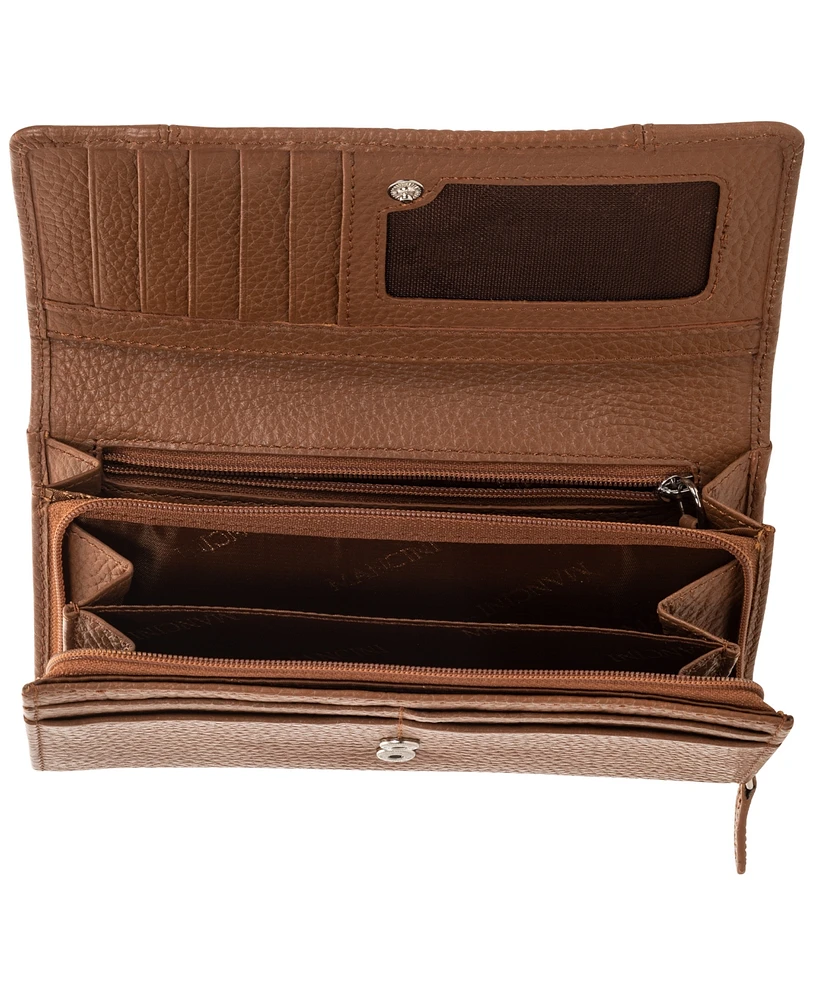 Mancini Women's Pebbled Collection Rfid Secure Mini Clutch Wallet