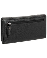 Mancini Women's Pebbled Collection Rfid Secure Trifold Wing Wallet