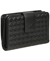Mancini Women's Basket Weave Collection Rfid Secure Mini Clutch Wallet