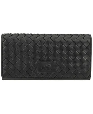 Mancini Women's Basket Weave Collection Rfid Secure Trifold Wallet