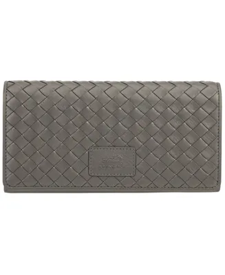 Mancini Women's Basket Weave Collection Rfid Secure Trifold Wallet