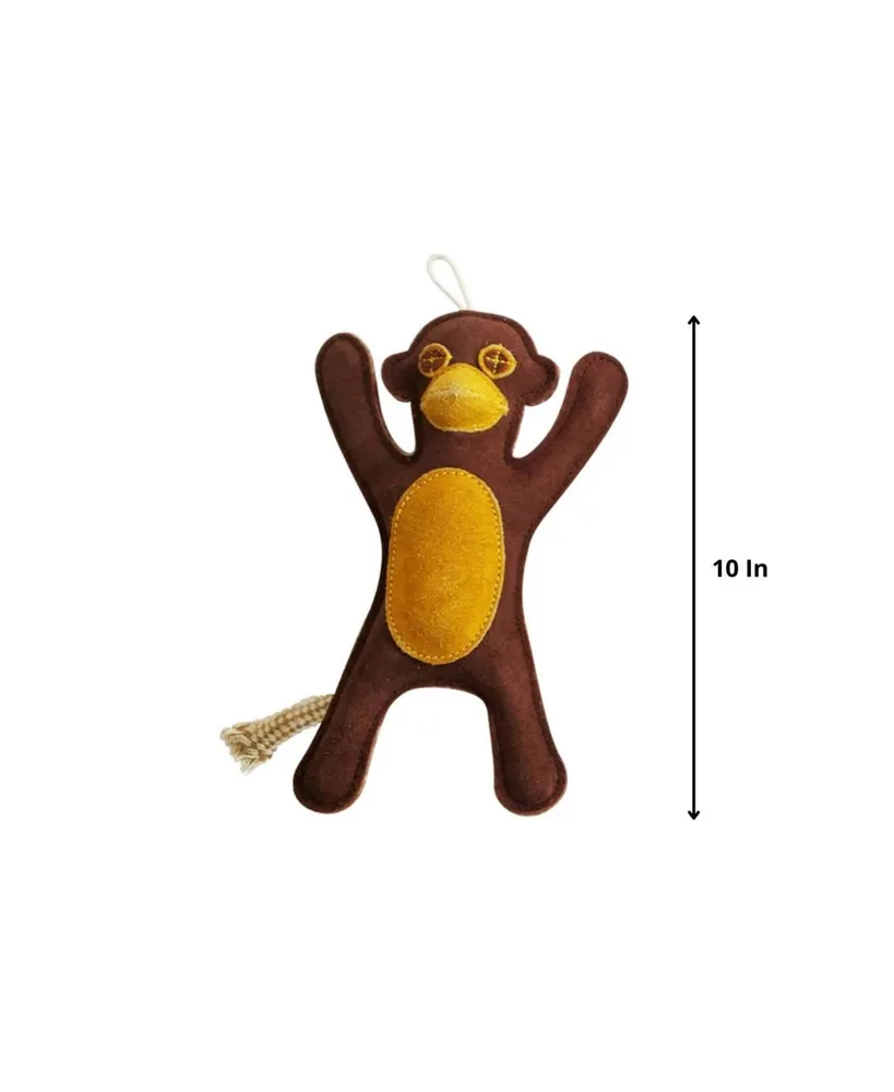 JoJo Modern Pets Sustainable Natural Leather Monkey Chew Toy for Dogs