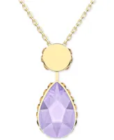 Swarovski Gold-Tone Color Crystal 14-7/8" Reversible Pendant Necklace