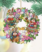 Designocracy Holiday Family Wreath Ornaments, Set of 2