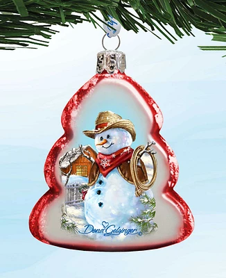 Designocracy Cowboy Snowman Mercury Holiday Ornament